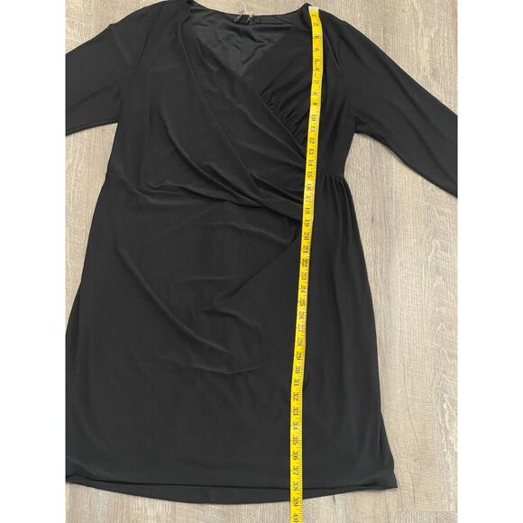 Igigi Dress Womens size 12 Black Draped Short Sleeve V Neck Made In USA - Picture 4 of 4